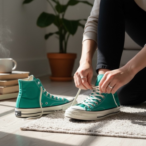 Converse Canvas Green Chuck 70 High Women's Size 10; Men's Size 8 - Picture 3 of 11